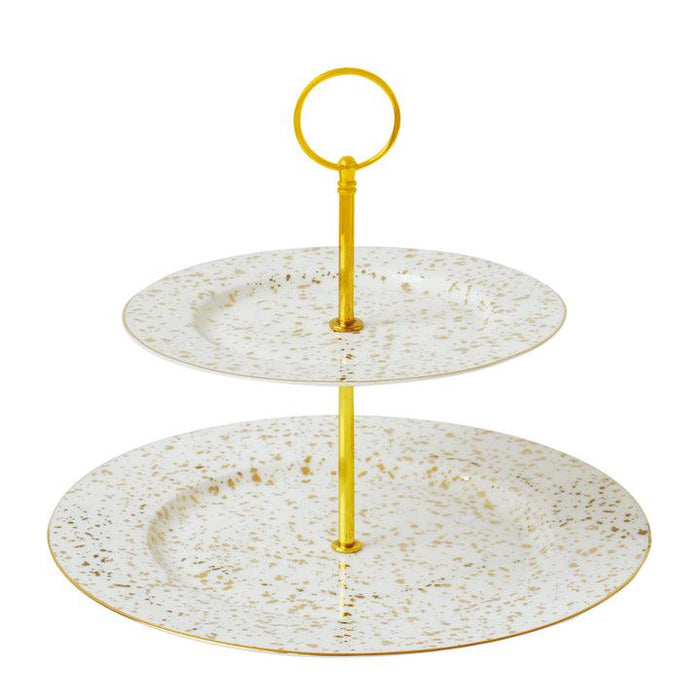 Bombay Duck Enchante Speckled Gold Two Tier Cake Stand