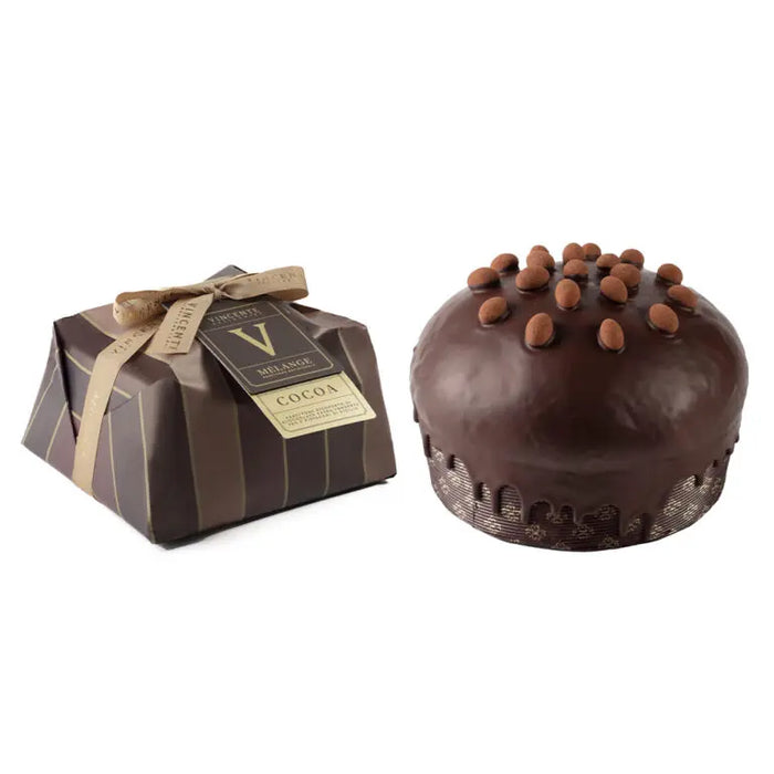 Vincente Delicacies - Panettone Covered in dark 70% Cocoa chocolate and Pistachio Nuts (750g)