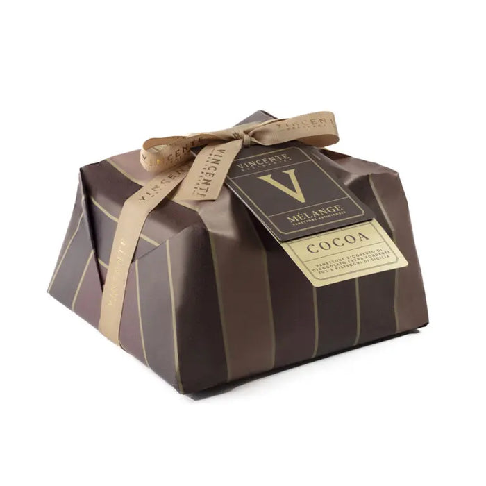 Vincente Delicacies - Panettone Covered in dark 70% Cocoa chocolate and Pistachio Nuts (750g)