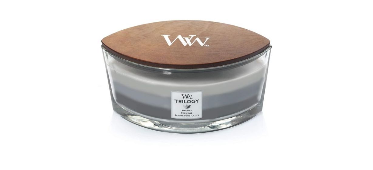 WoodWick Warm Woods Trilogy Ellipse Scented Candle (453g)