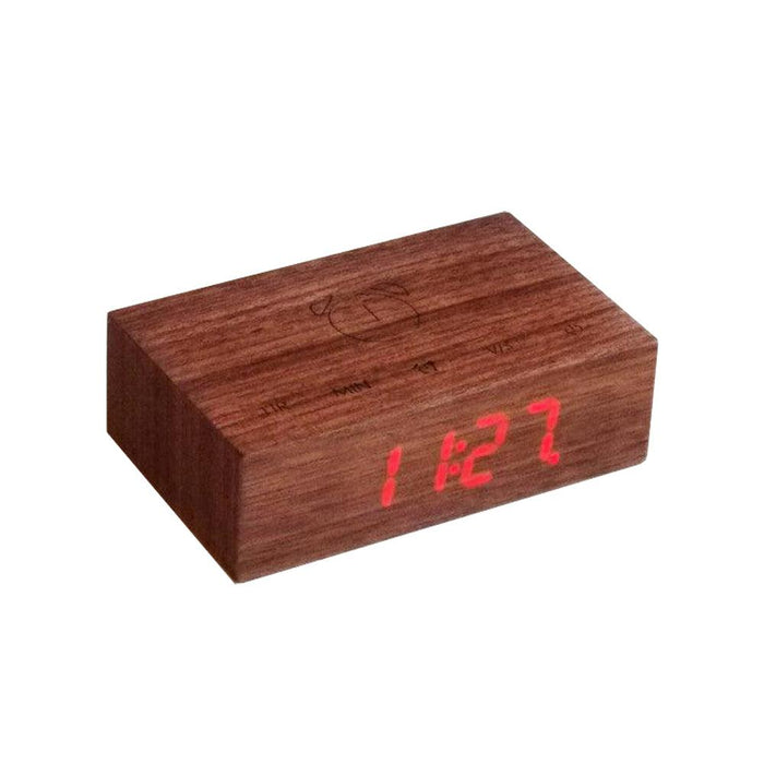 Gingko Walnut Flip Click Alarm Clock - Red LED