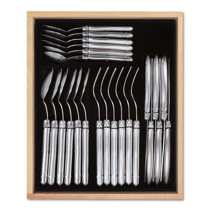 Laguiole Cutlery Set of 24 in a Black Tray - Stainless Steel