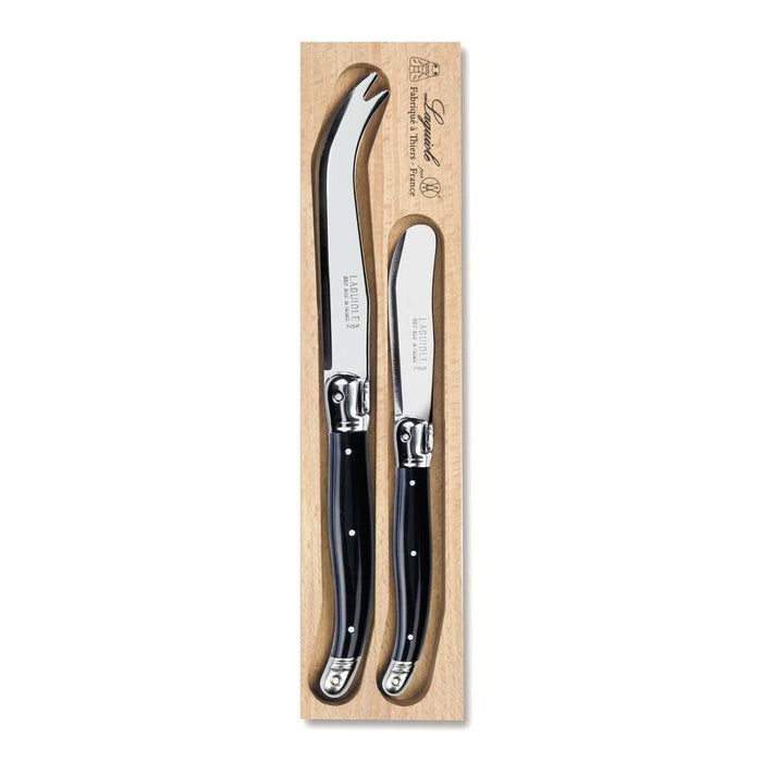 Laguiole Cheese Knife Set of 2 in a Tray - Black