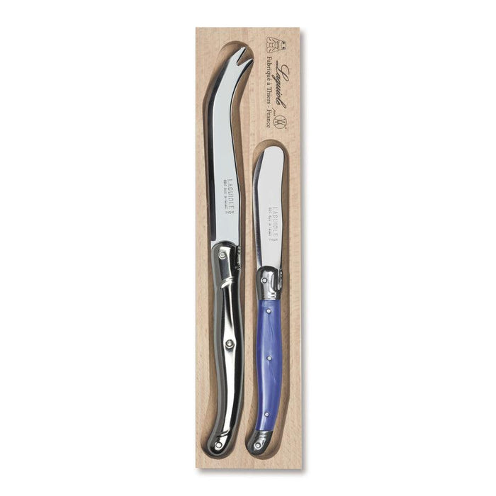 Laguiole Cheese Knife Set of 2 in a Tray - Stainless Steel