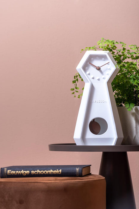 Karlsson Ceramic Genuine Pendulum Table Clock - White | {{ collection.title }}