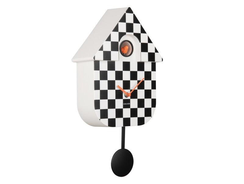 Karlsson Wall Clock Modern Cuckoo Checker - Black | {{ collection.title }}