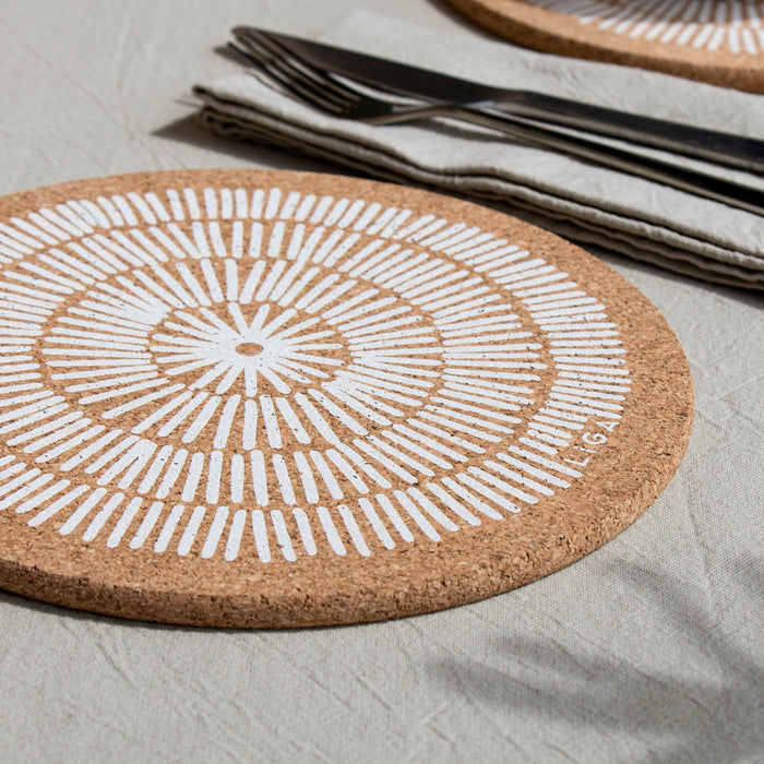 Liga Cork Placemat - Sandy Lines White