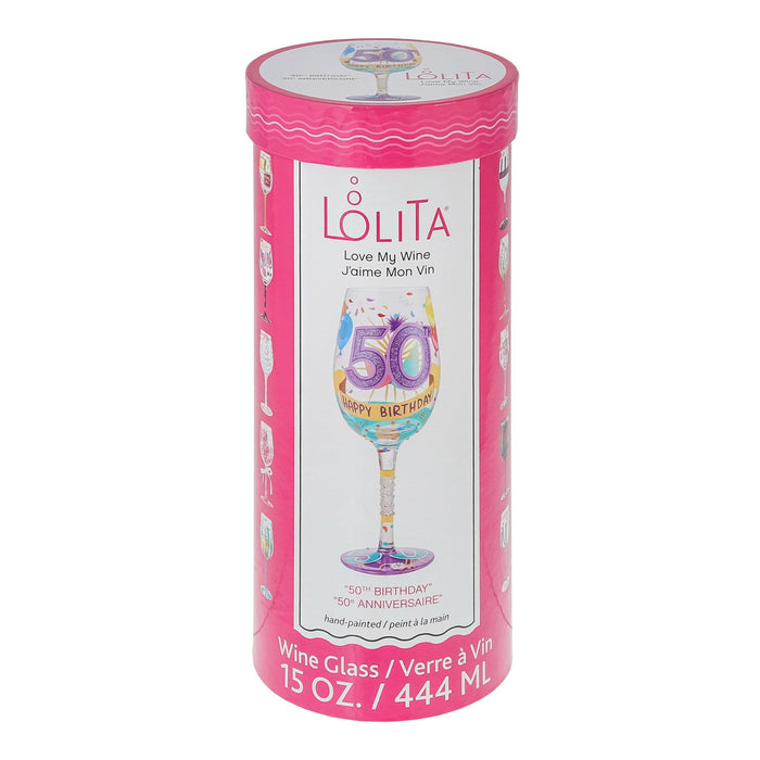 Lolita Happy 50th Birthday Wine Glass | {{ collection.title }}