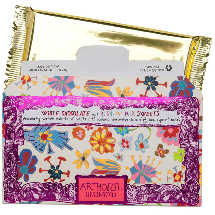 Arthouse Unlimited White Chocolate Bar with Pick 'n' Mix Sweets - Yellow Daffodil (85g)