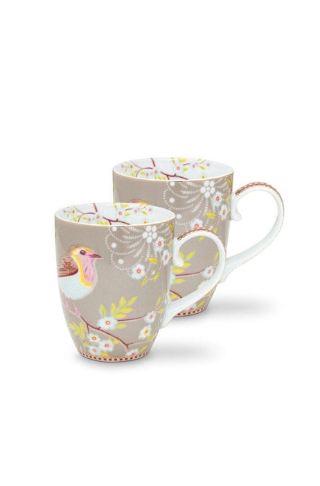 Pip Studio - Early Bird Set Of 2 Large Khaki Mugs | {{ collection.title }}