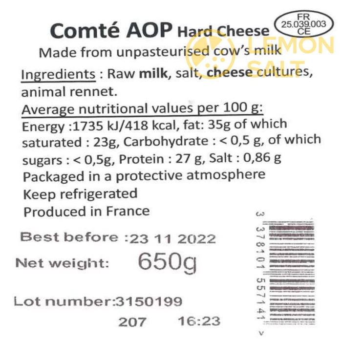 Rivoire Jacquemin Comté A.O.P Aged 18 months (650g) | {{ collection.title }}