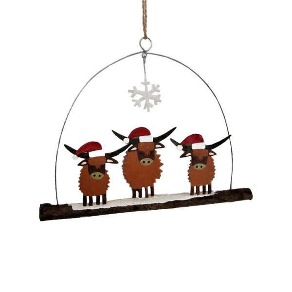 Shoeless Joe Highland Coos in Hats Christmas Tree Decoration ...