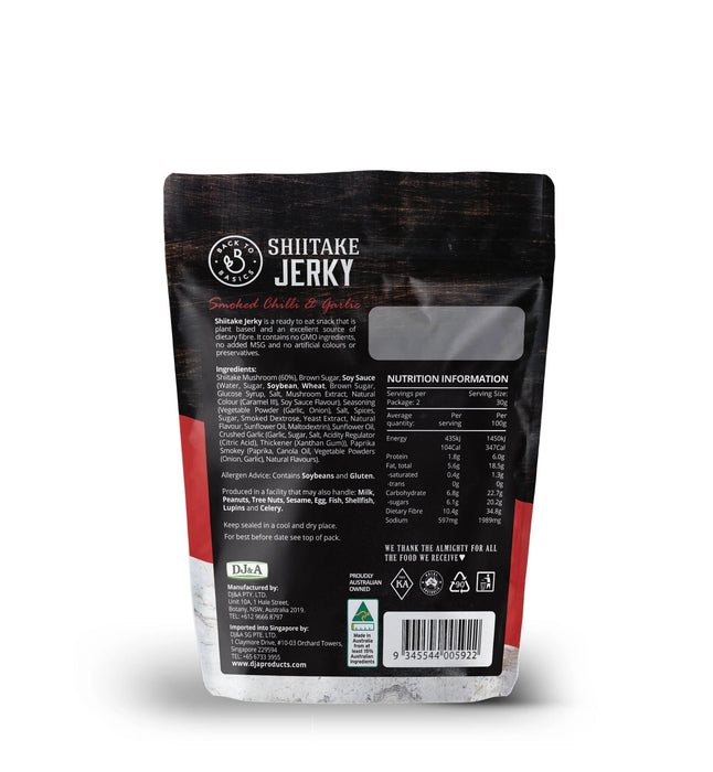 DJ&A Back to Basics Shiitake Jerky Smoked Chilli & Garlic (60g)