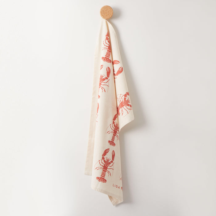 Liga Organic Cotton Tea Towel - Red Lobster