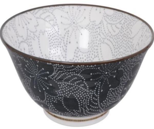 Tokyo Design Studio - 

 Mixed Bowls Dot Sakura 14.8x6.8cm 500ml Grey/Black | {{ collection.title }}