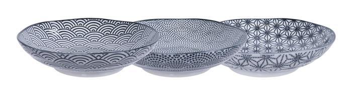 Tokyo Design Studio - Nippon Black Assorted Designs Shallow Pasta Dish 21x5.2cm | {{ collection.title }}