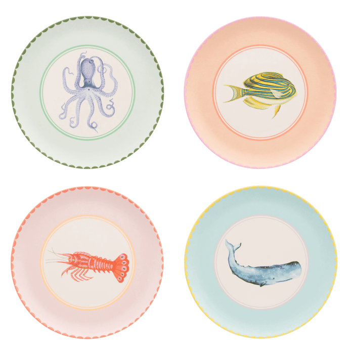 Yvonne Ellen Set of 4 Under the Sea Melamine Side Plates (21.5cm) | {{ collection.title }}